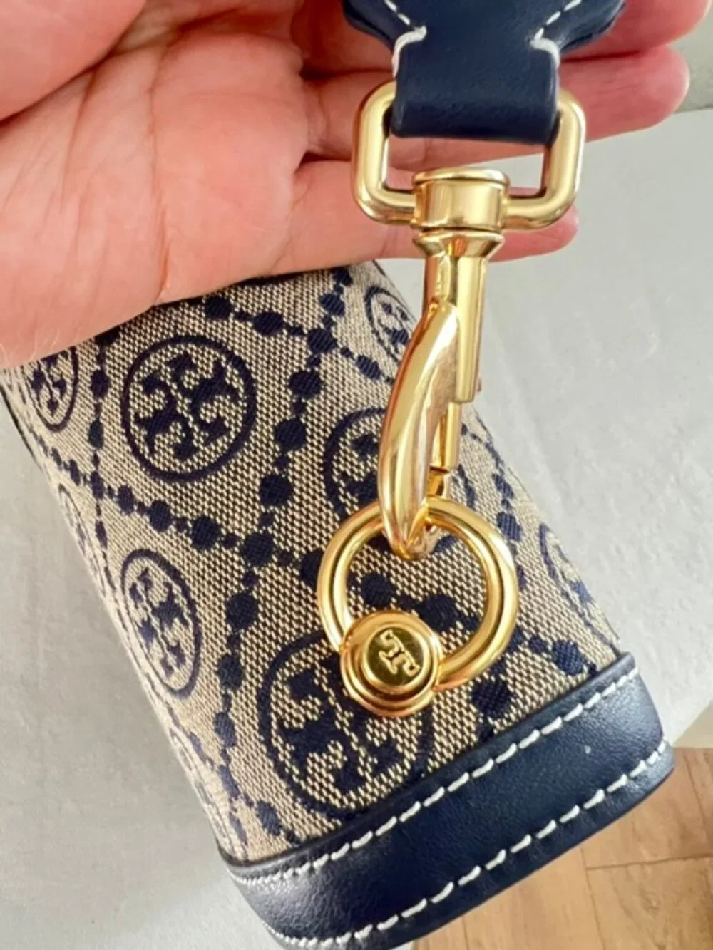 Tory Burch T Monogram Jacquard Shoulder Bag in Tory Navy